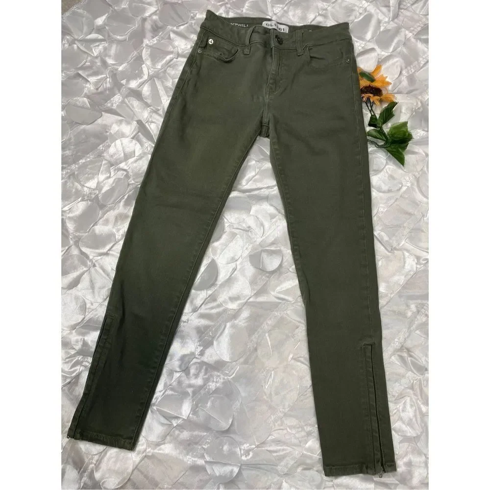 DL1961 Florence Intasculpt Skinny Zip Ankle Mid-Rise‎ Jeans Green 24